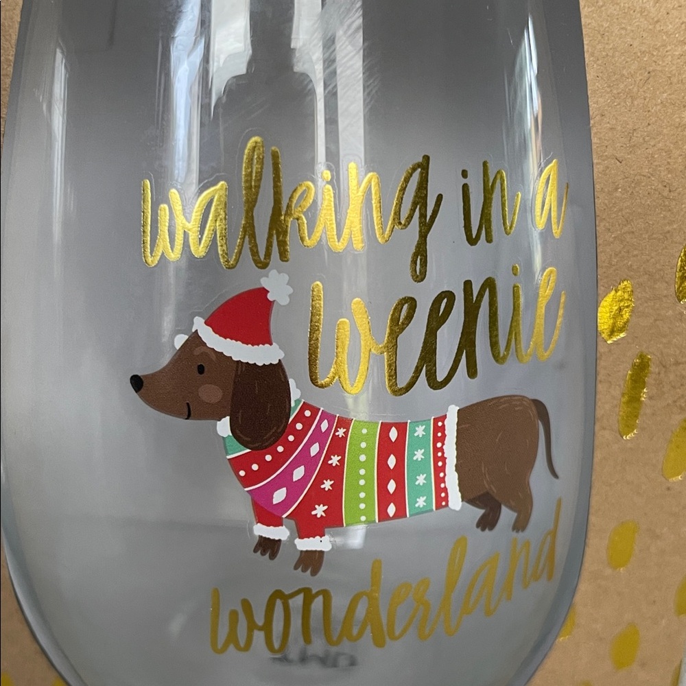 Dachshund Holiday Stemless Wine Glasses - Picture 3 of 5